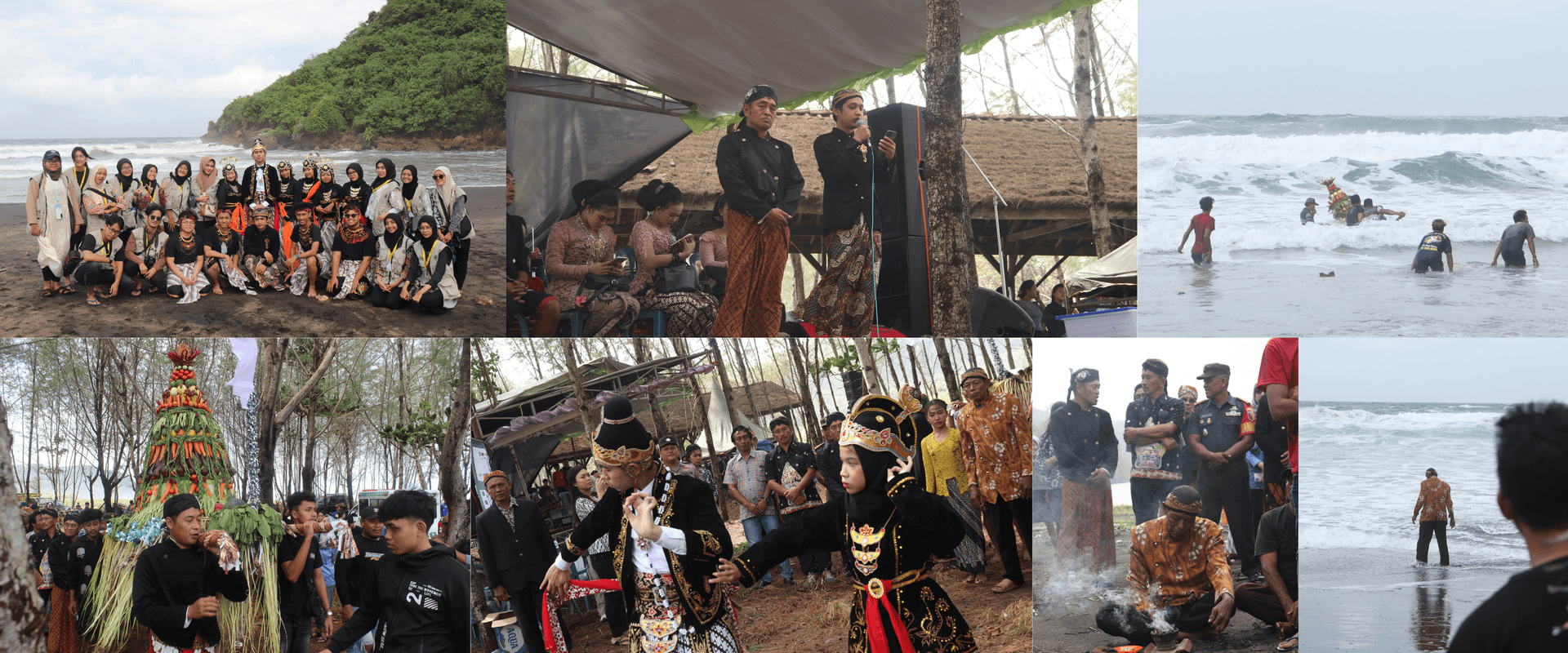 Kolase foto Larung Sesaji di Pantai Pasur, Desa Bululawang